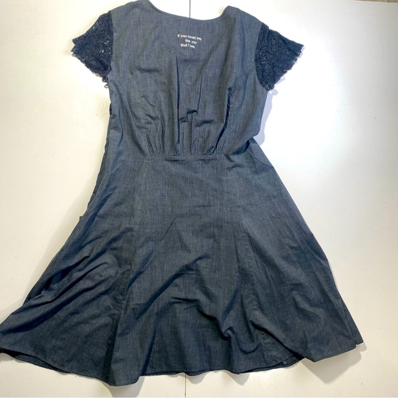 Odd Molly Uncorporated Grey Rose Print Feminine Boho Flowery Pocket Dress 3 - Picture 3 of 15